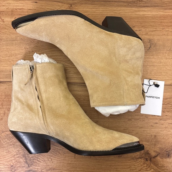 NEW‎ ISABEL MARANT Womens Adnae Suede Leather Ankle Boots Size 41 Toffee Beige - Picture 7 of 16